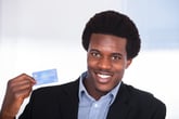Young man with credit card