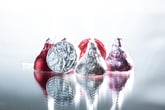 Chocolate kisses in wrappers.