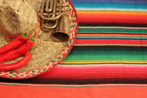 Sombrero and colored blanket.