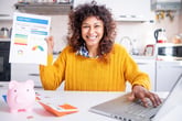 Woman happy about her credit score