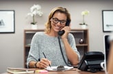 Woman networking on phone