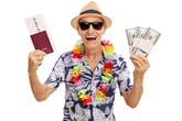 Older tourist with money and tickets
