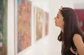 Woman in an art gallery