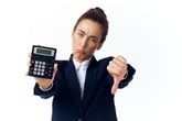 Rich woman holding a calculator