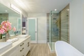Upscale bathroom with tub and shower