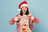 Woman with Christmas stocking