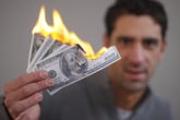Man burning cash