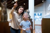 Mother and child in a museum