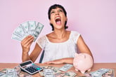 Angry woman with money