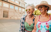 Older women traveling in retirement on vacation