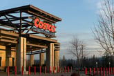 Costco Wholesale sign at dusk in Redmond, Washington