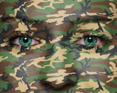 Woman's face in camouflage