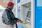 Woman using an ATM