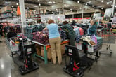 Costco shoppers browsing the clothing section