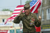 U.S. veteran with American flag