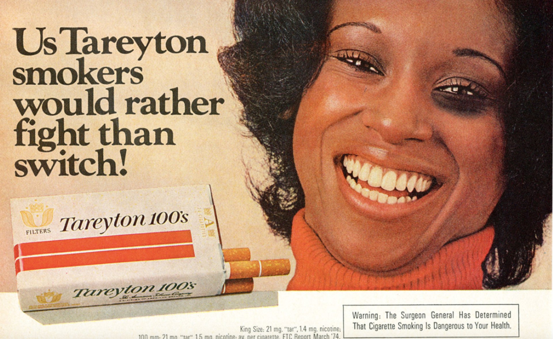 Old Tareyton cigarette ad