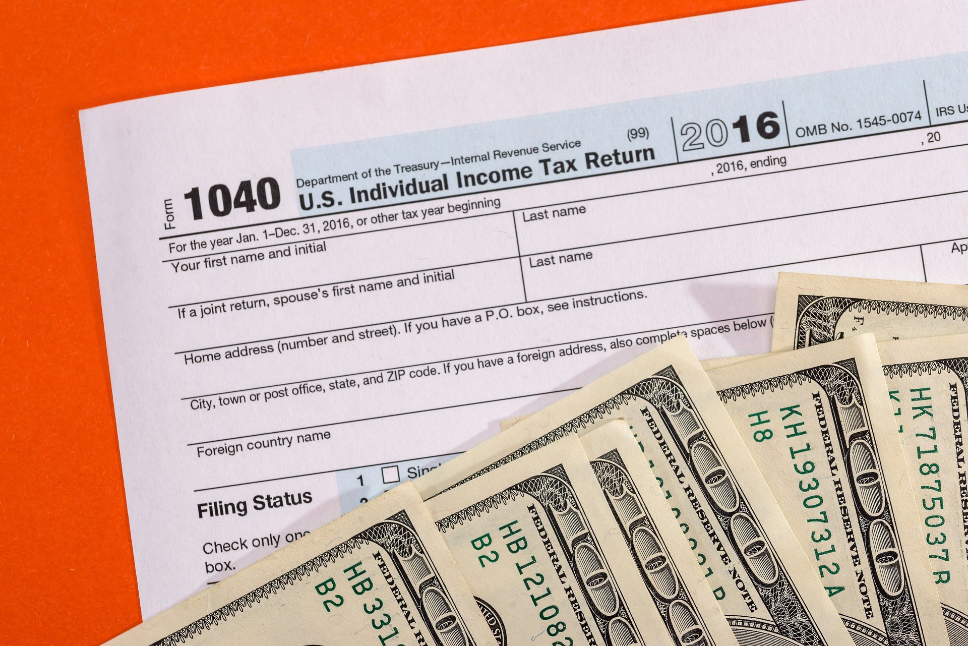 Tax form and money