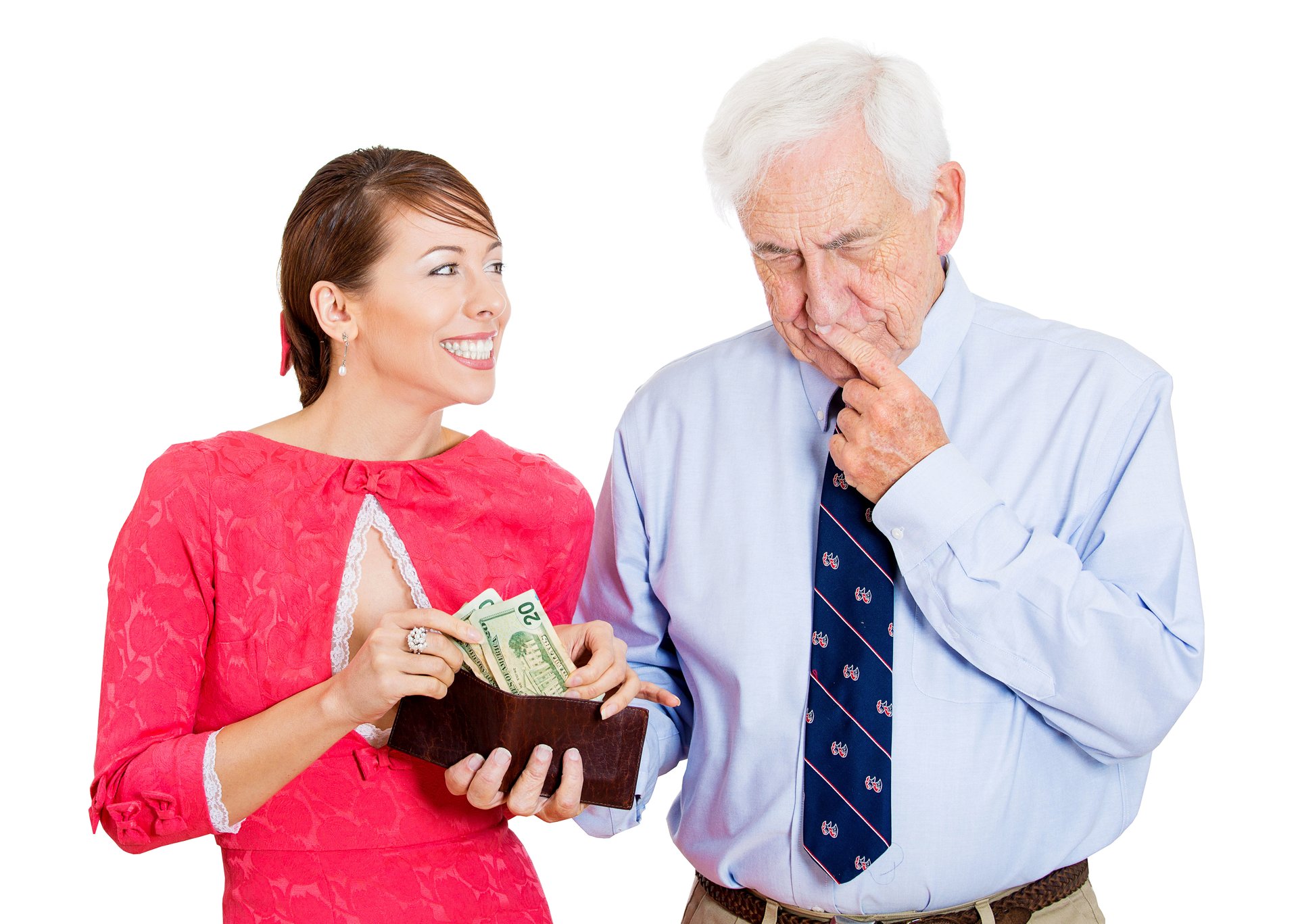 Woman Borrowing From Senior Man