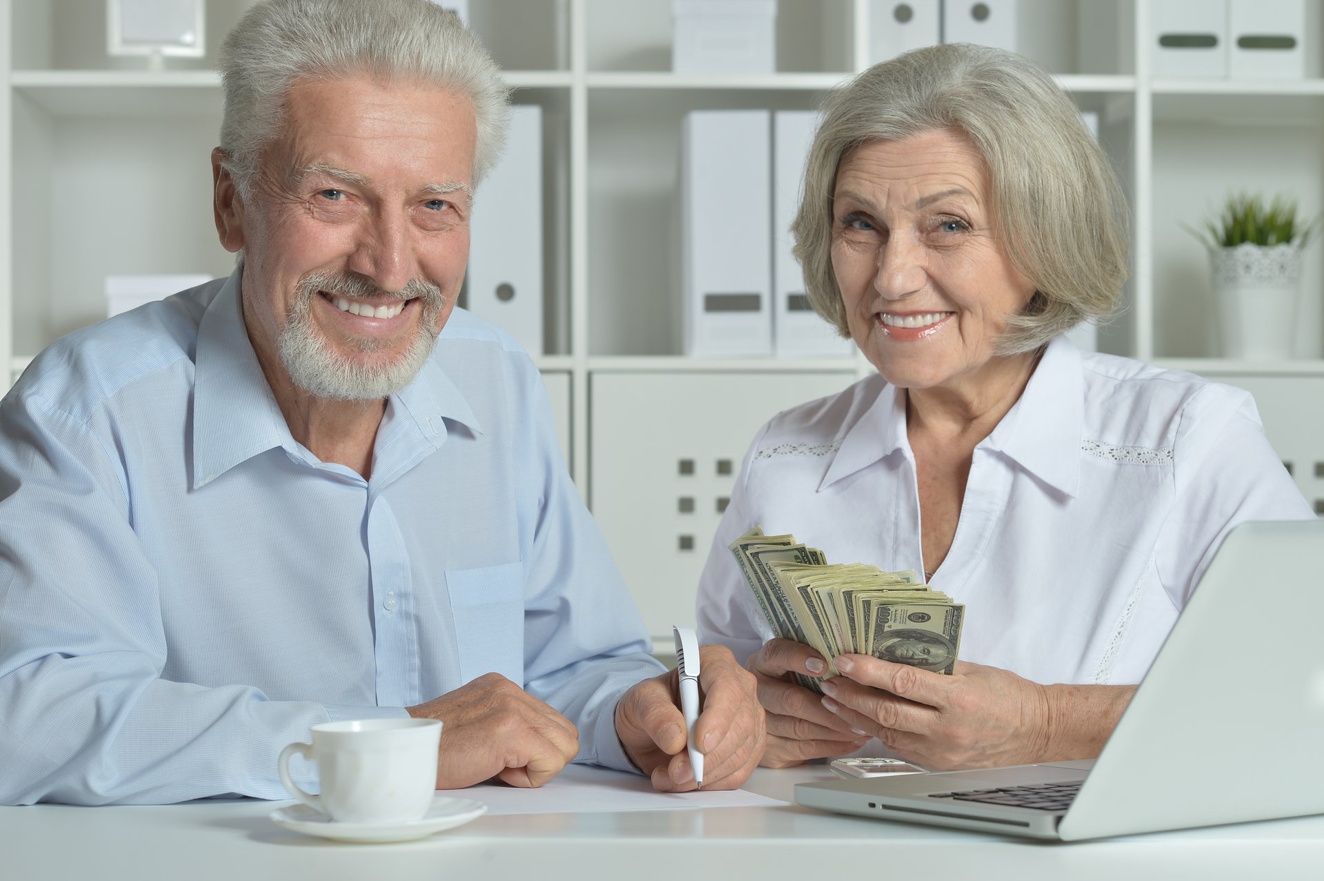 A senior couple enjoys their retirement savings