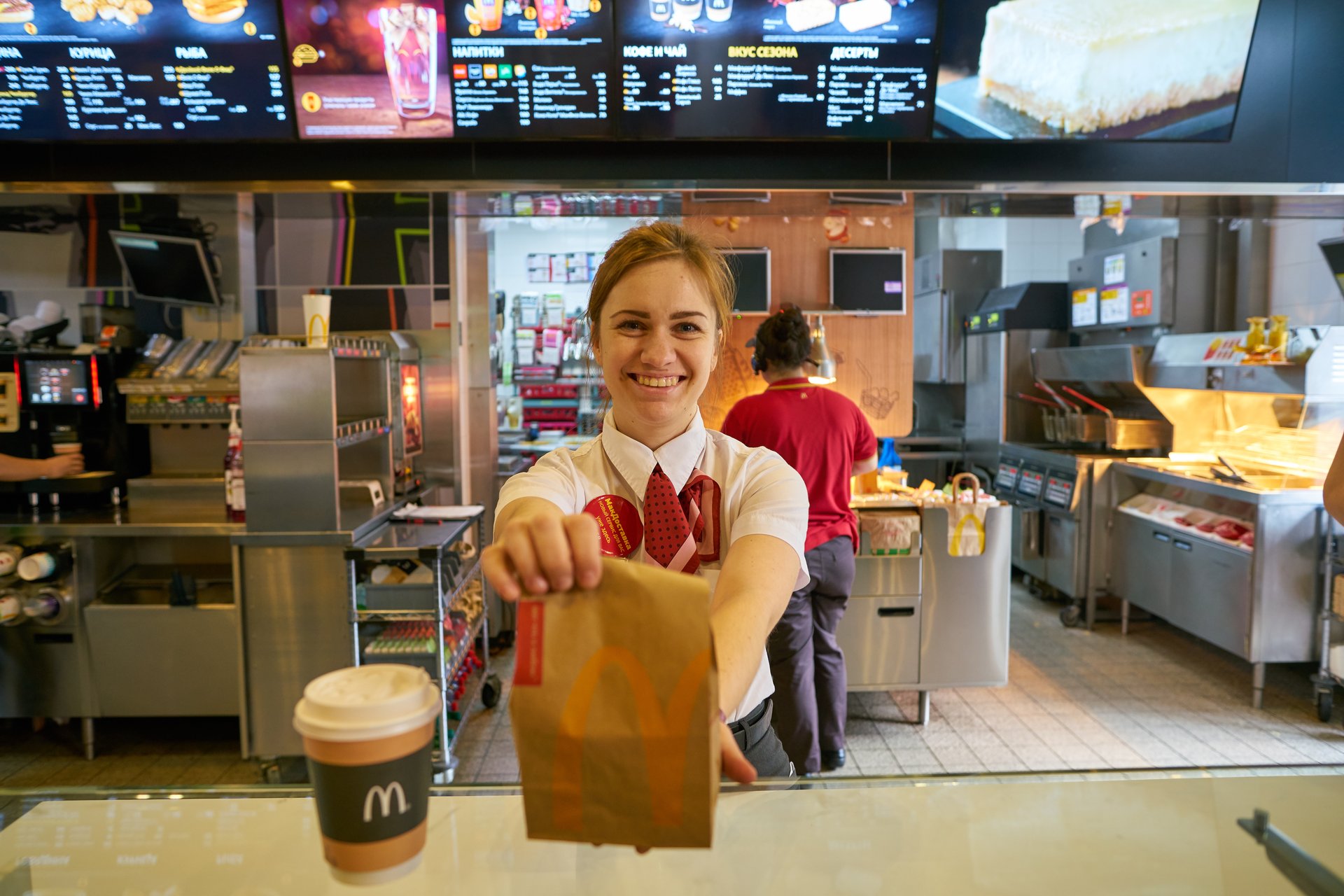 McDonald's cashier with order