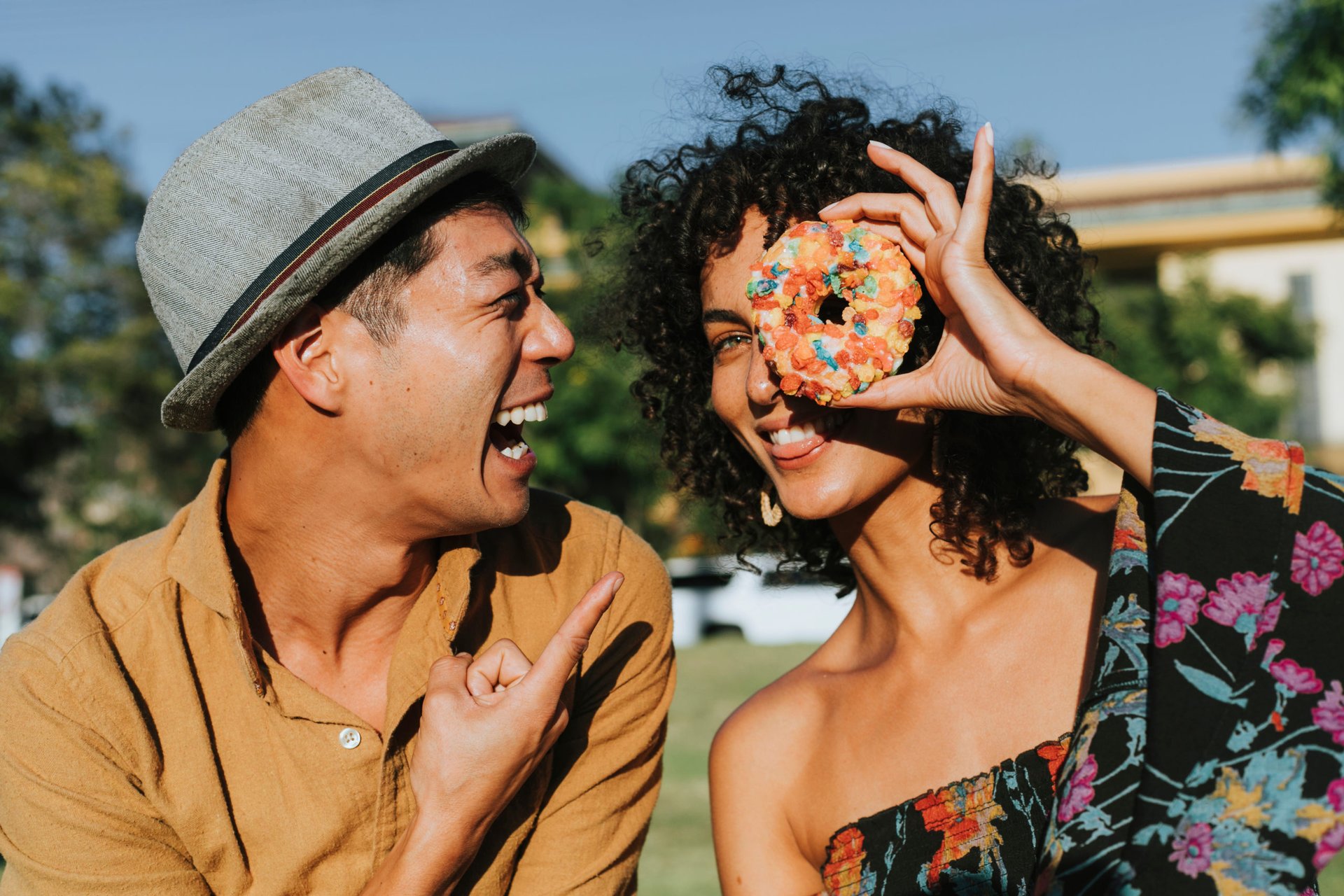 couple with doughnut