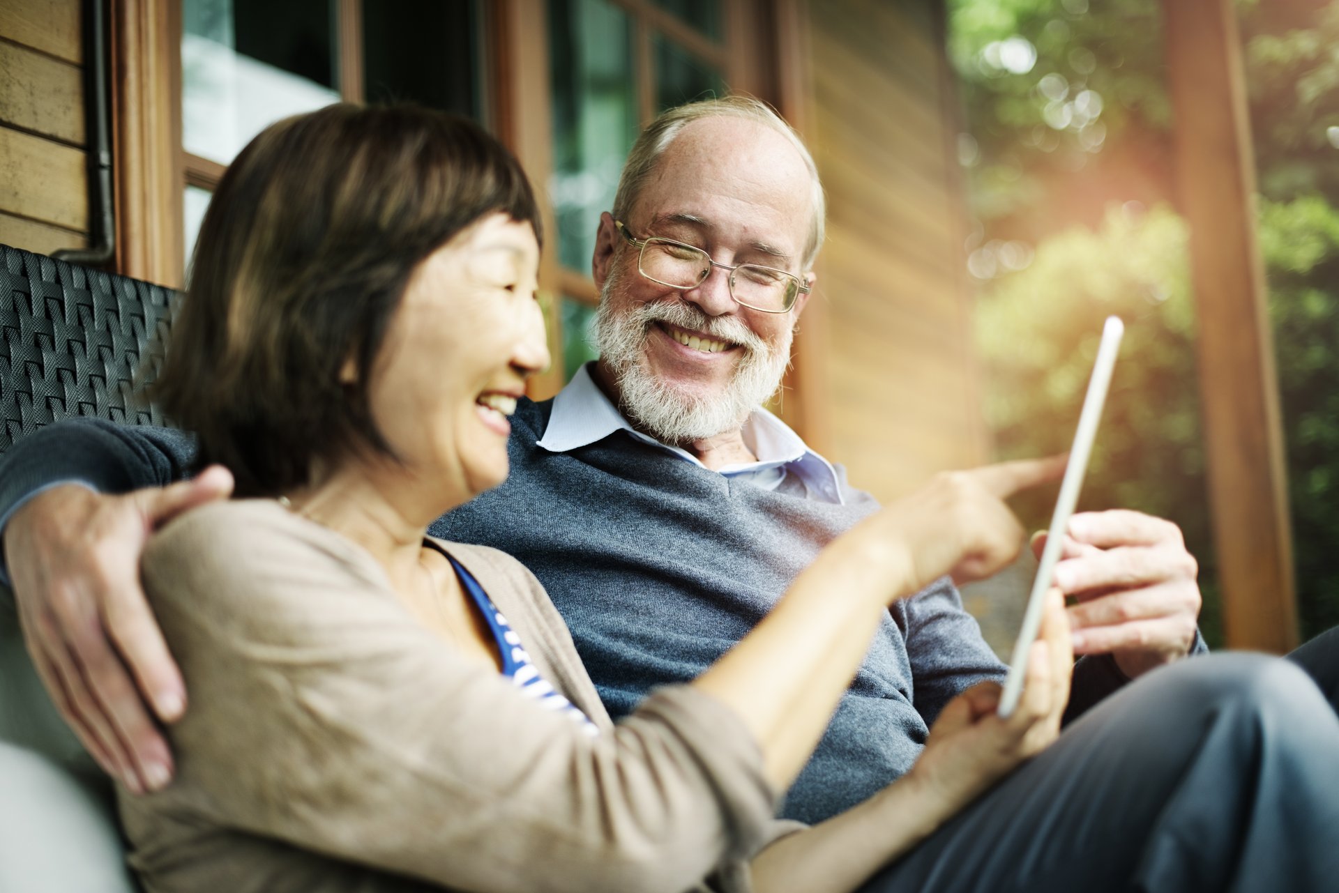 Older couple using a tablet