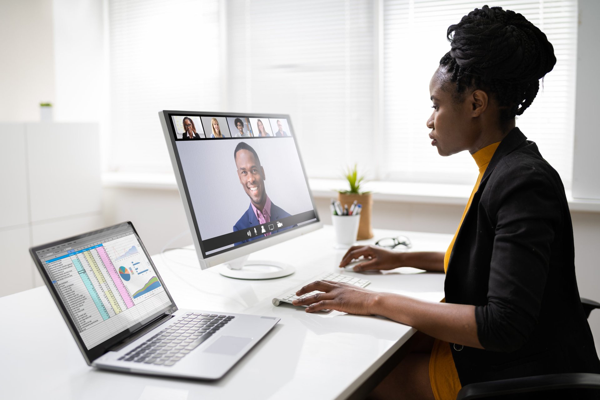 remote worker on video conference