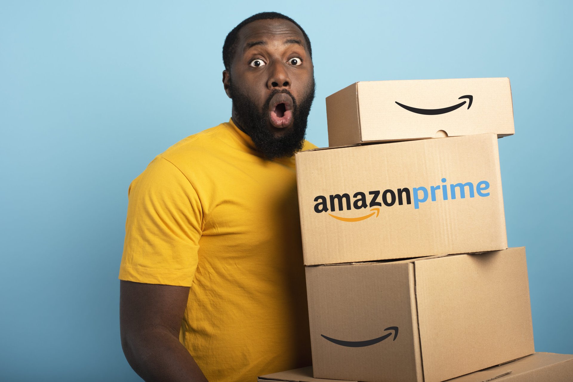 Amazon Prime member holding packages