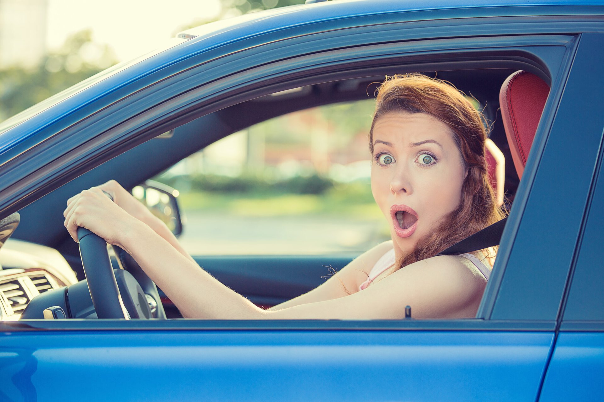Shocked female driver