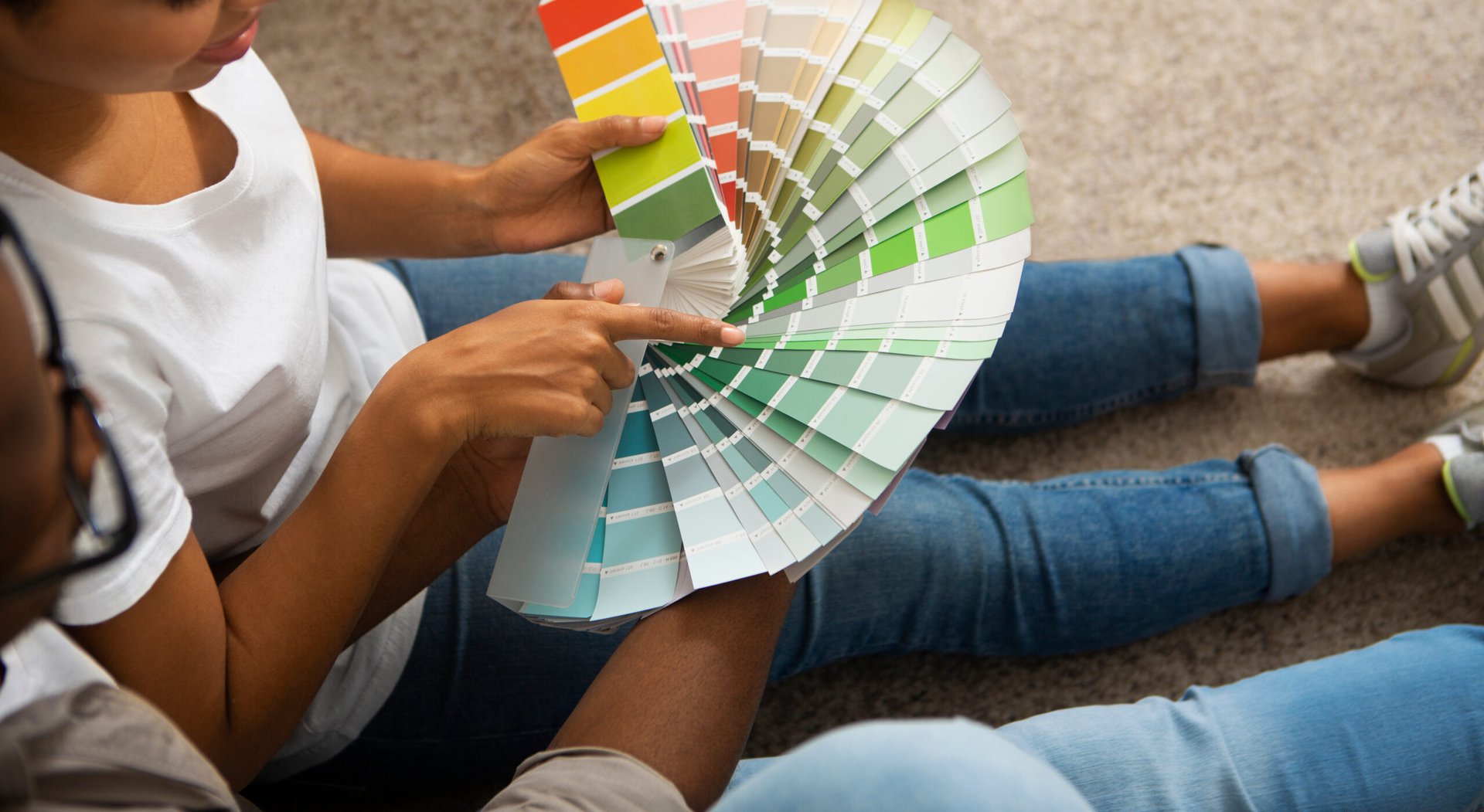 Couple picking a paint color for their home