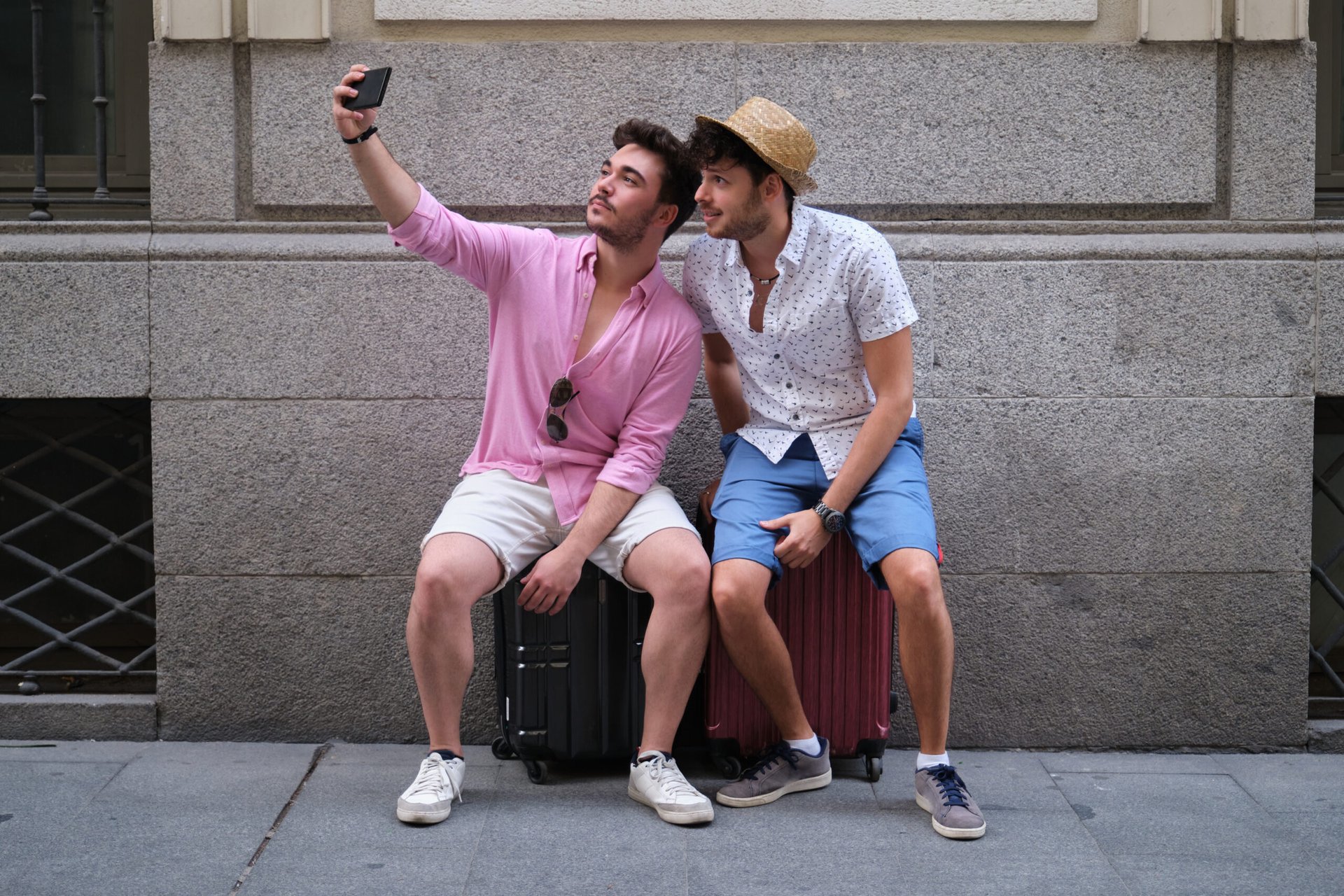 Couple taking a selfie while traveling
