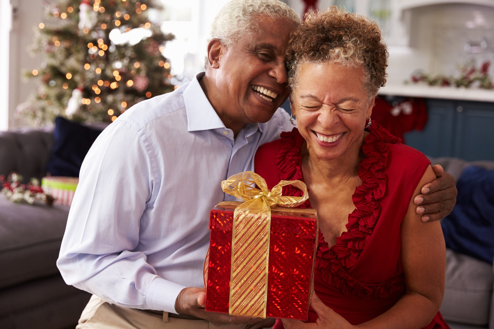 Couple with holiday gift