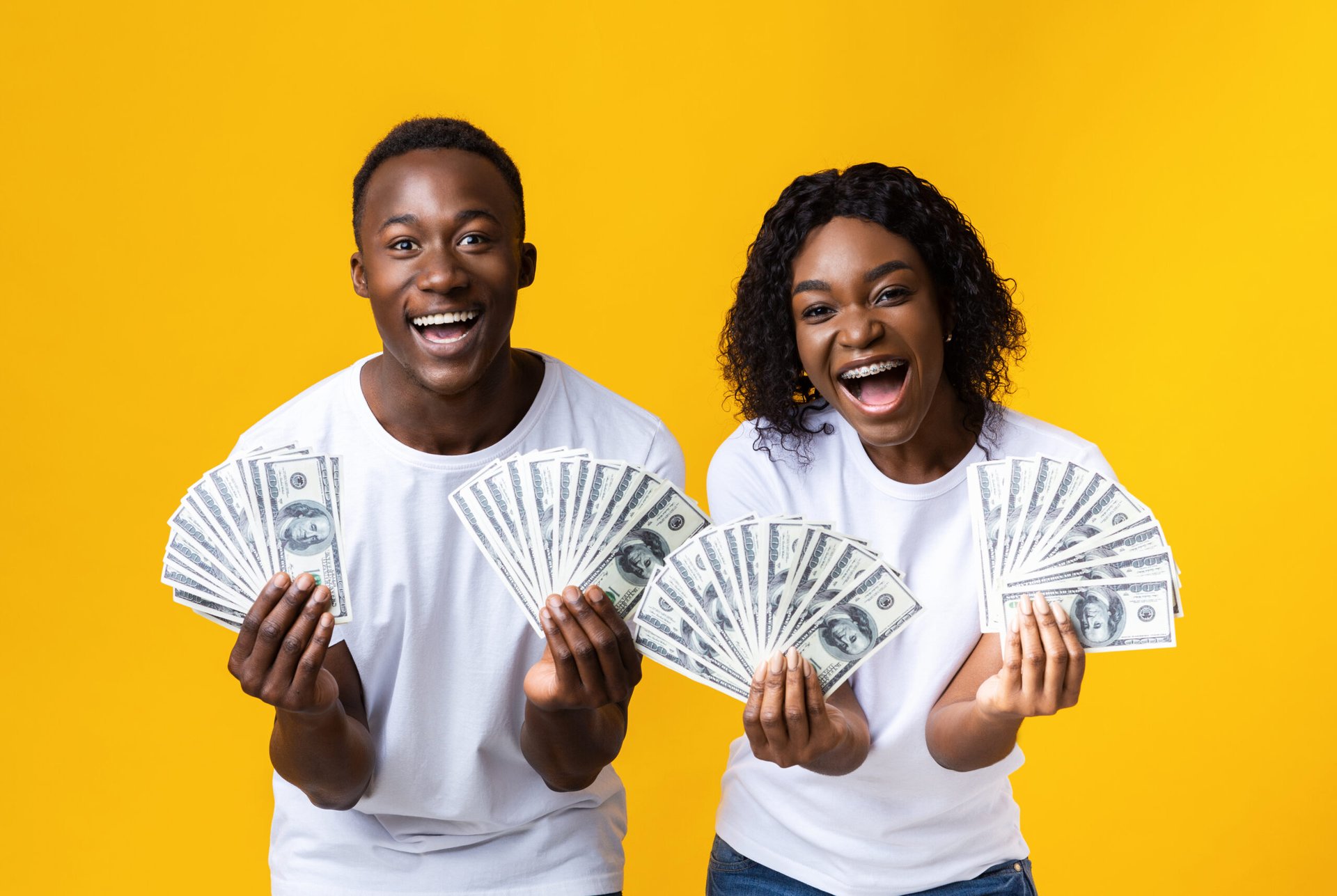 Young couple with money