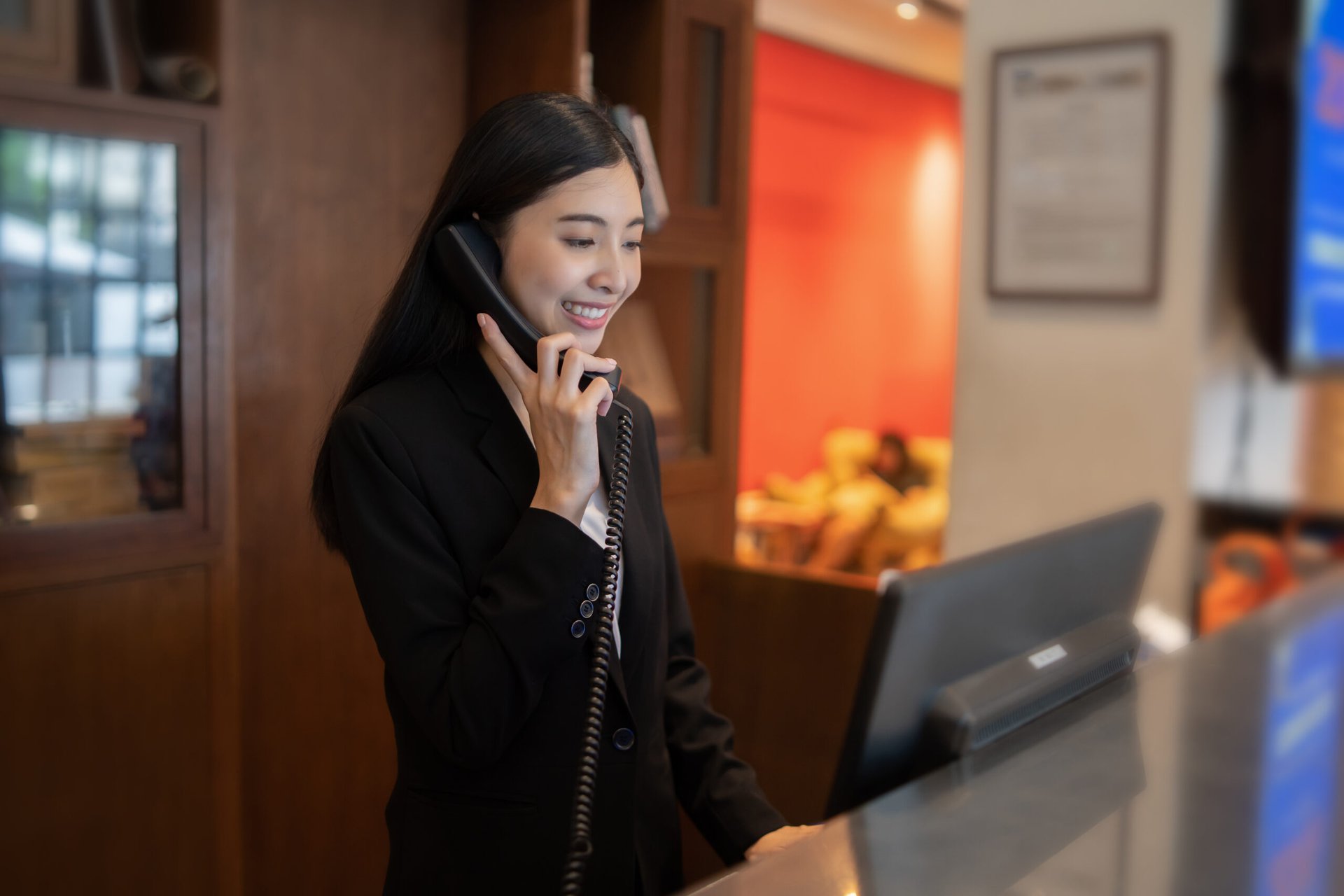 Front-desk worker at a hotel