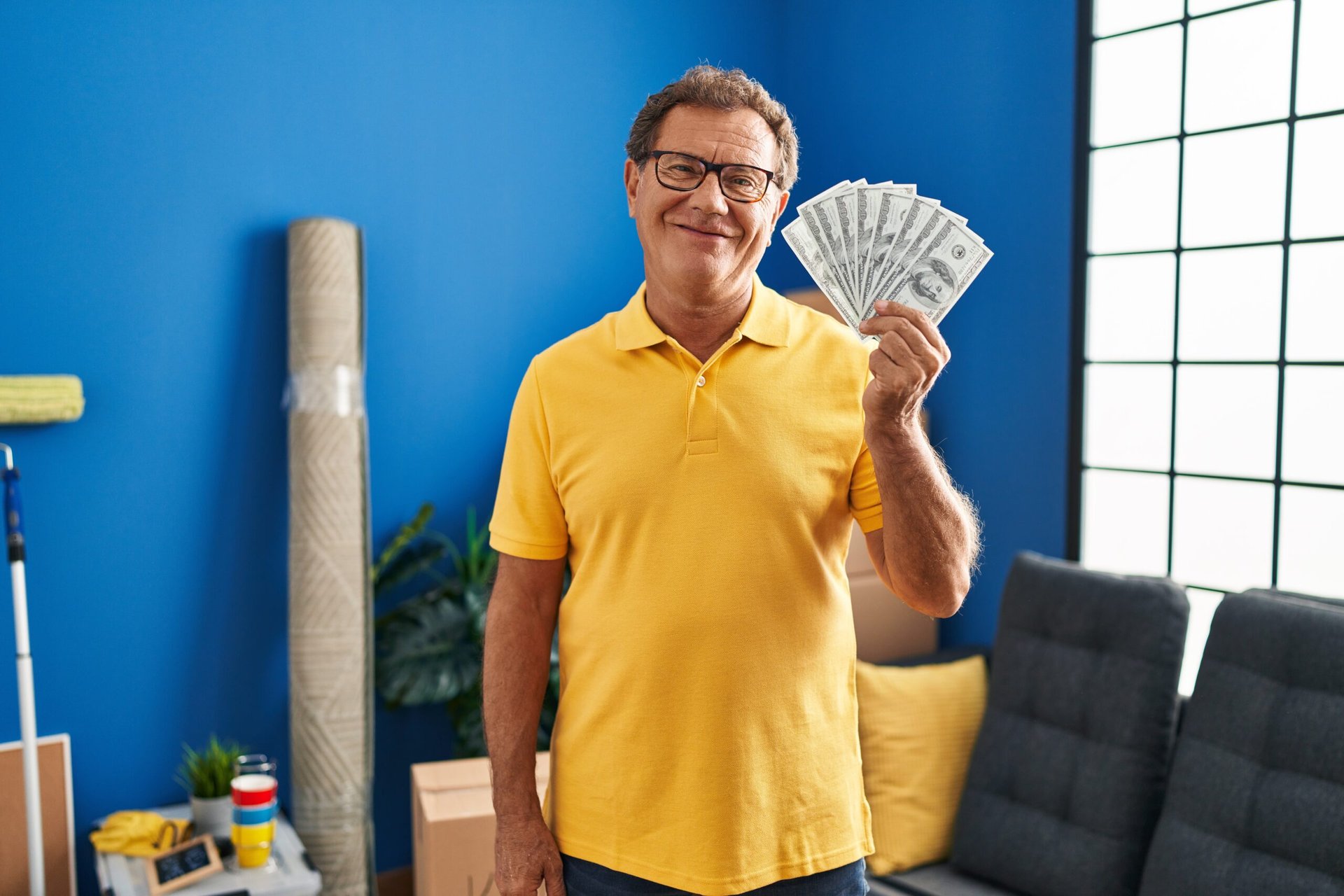 Senior man holding money