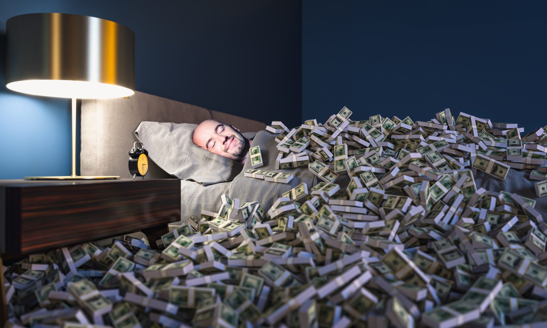 Sleeping man with money