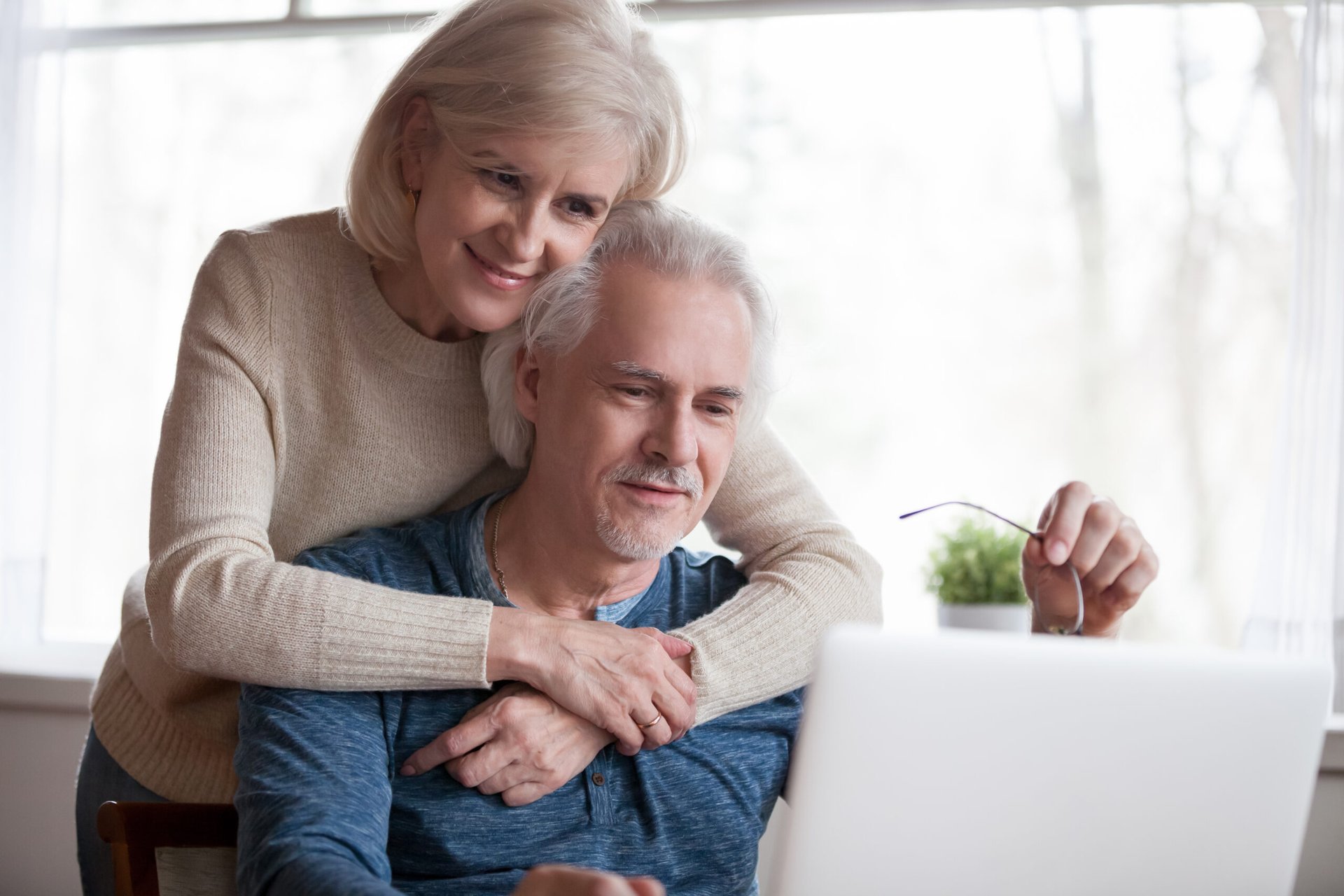 Mature couple researching