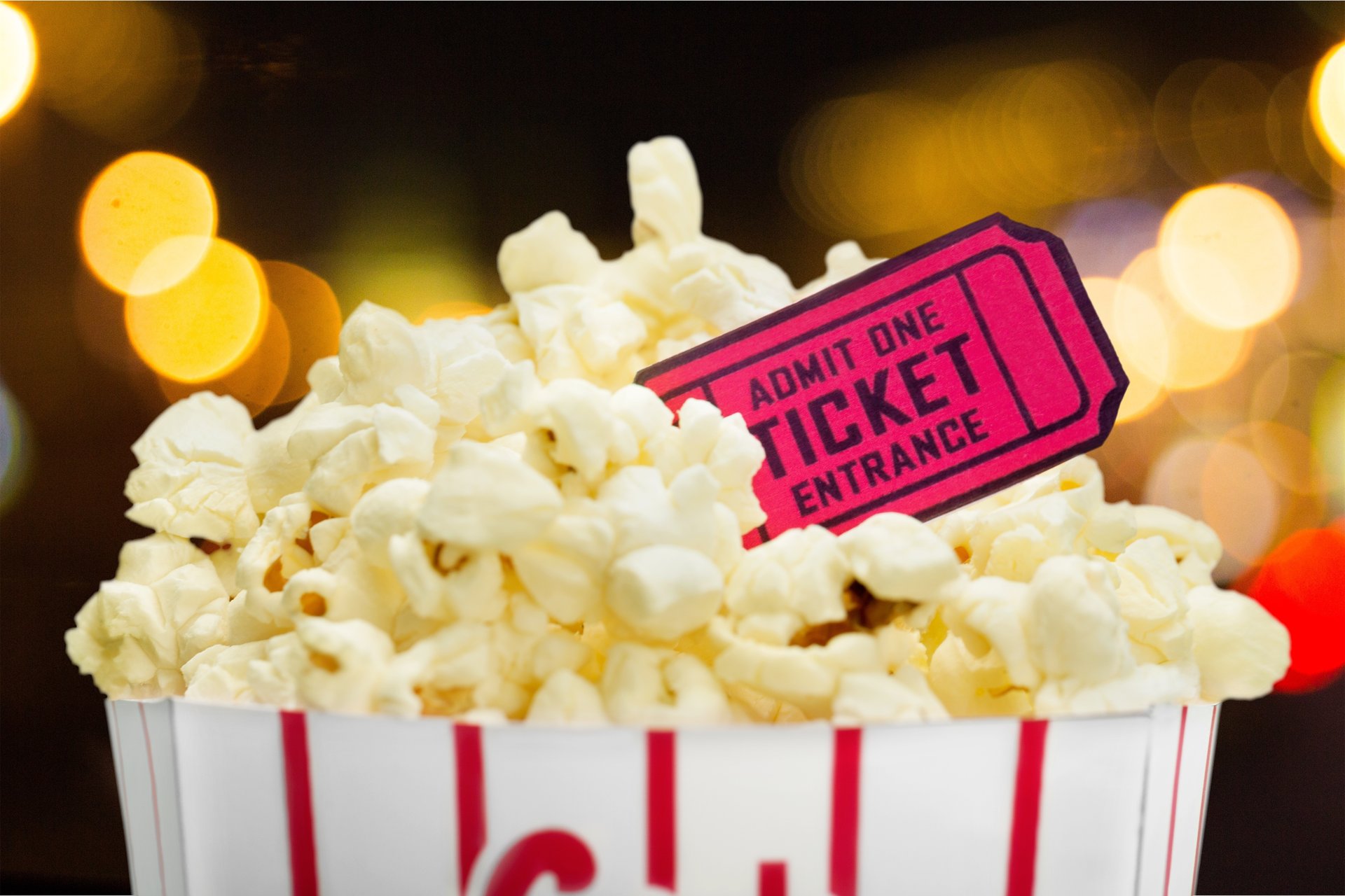 Movie ticket and popcorn