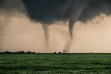 Two tornadoes strike in northern Oklahoma farmyards near Cherokee.