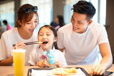 Happy family in a restaurant