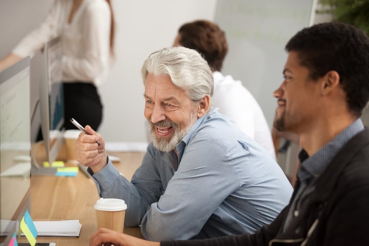 Smiling senior employee