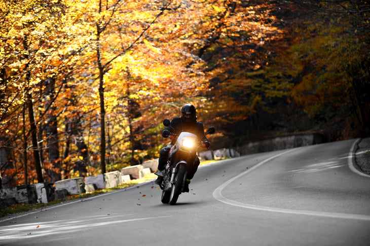 Motorcycle on road.