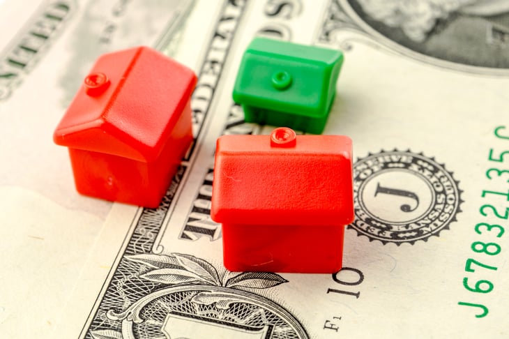 Monopoly houses on cash.