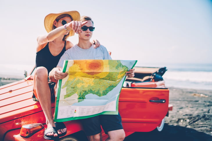 Couple with map