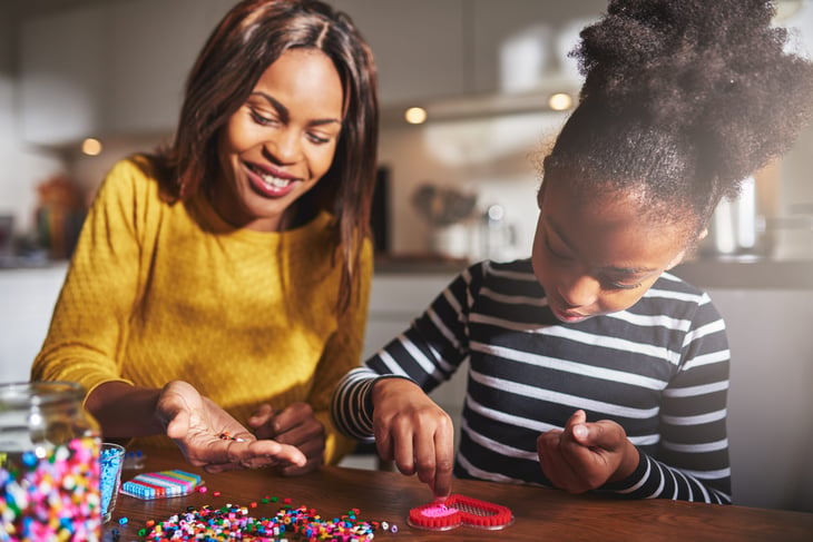 Mother daughter doing crafts
