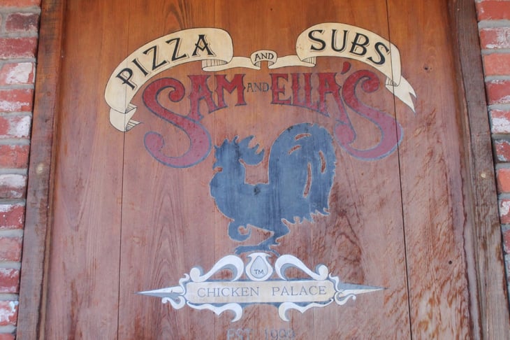 Sam and Ella's Pizza and Subs sign
