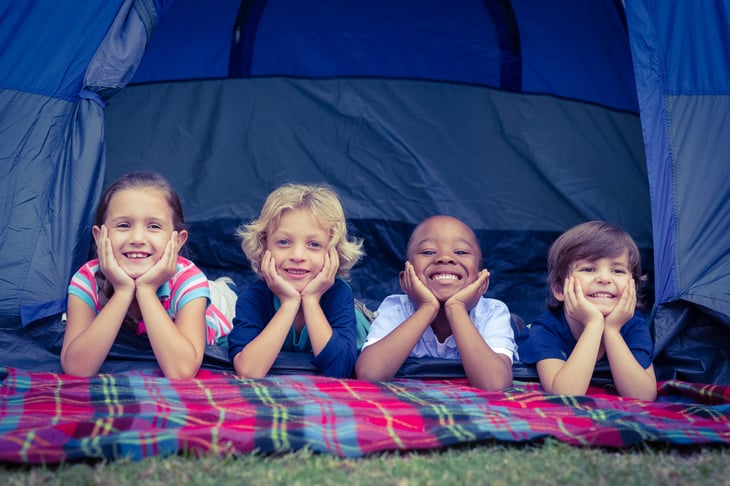 Kids in tent.