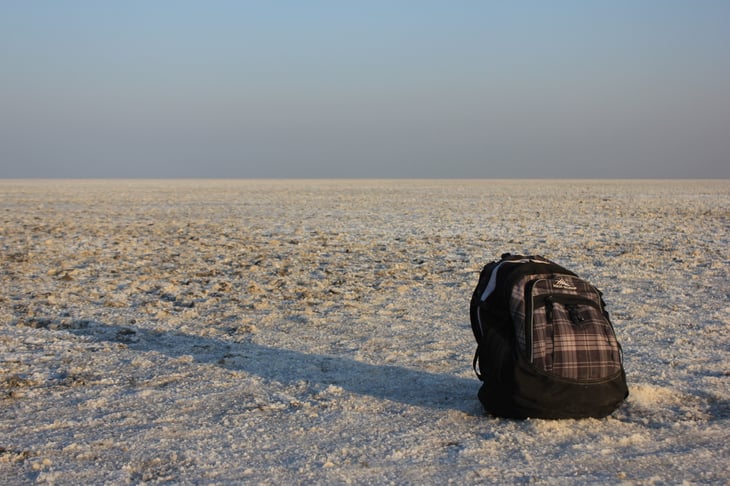 JanSport backpack on the beach.