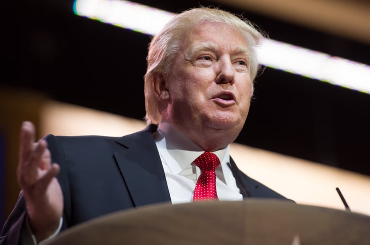 Donald Trump speaks at a conference