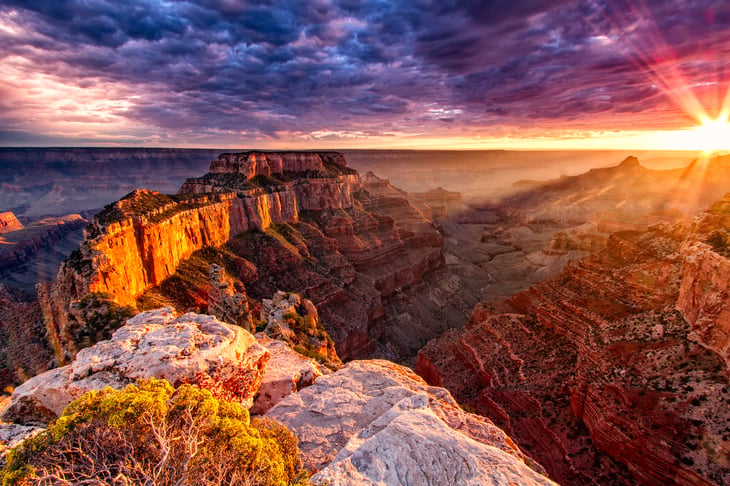 Sunset at the Grand Canyon's North Rim.
